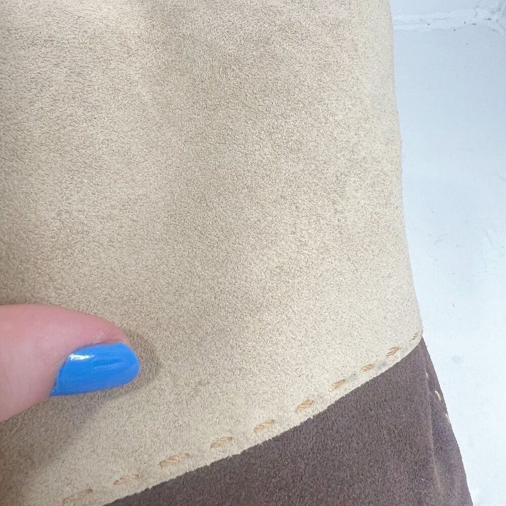 Vintage Sonoma Brown and Tan Suede Patchwork Shoulder Bag Purse - Picture 7 of 9